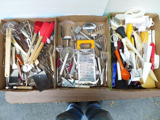 (3) Boxes of Assorted Kitchen Utensils