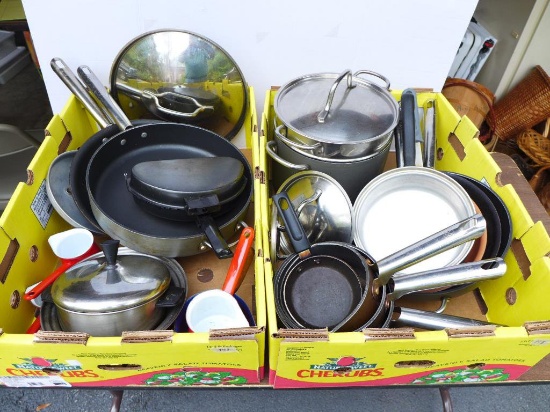 (2) Boxes of Assorted Pots & Pans