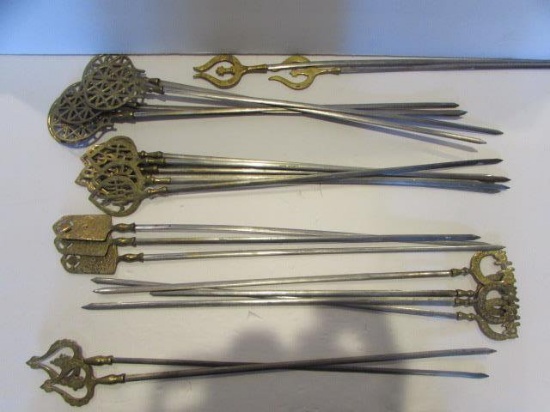 (23) Shish Kebab Skewers--Brass & Stainless Steel