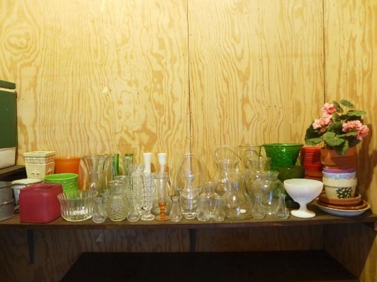 Large Assortment of Floral Glassware