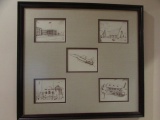 (5) Framed & Double Matted Prints--22 1/2