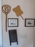 (2) Framed Pictures, Wash Board, etc.