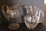 (2) Crystal Pitchers, 9 1/2