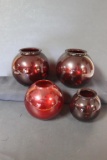 (4) Ruby Glass Rose Bowls