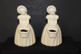 (2) Girl Figural Planters--marked 