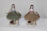 (2) Vintage Unmarked Porcelain Figurines--6 3/4