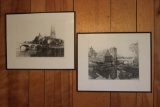 (2) Signed Pen & Ink Drawings--17 1/2