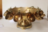Brass Punch Bowl with 10 Cups and Ladle