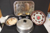 (6) Vintage Serving Pieces; Cake Plate w/Cover,