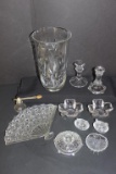 Box of Assorted Glassware:  Cut Glass Vase,