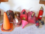 (5) Small Plastic Gas Cans, (2) Fire