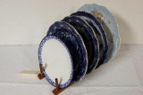 (5) Antique Collectible Plates; (2) Flow Blue