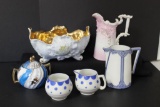 Assorted Painted Porcelain Items; Cream & Open