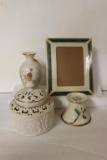 (4) Lenox Items; Picture Frame (holds 5 x 7),
