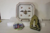 (3) Decorative Items; Plate by Andrea, Lighthouse
