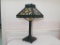 Heavy Cast Iron Lamp w/ Slag Style Shade, 20