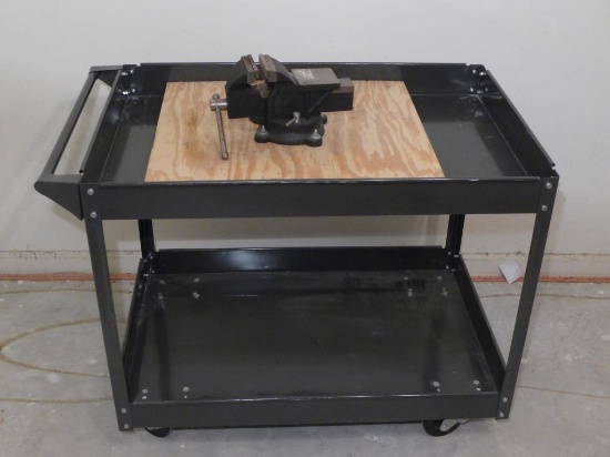 Metal Rolling Double Tray Shop Cart W/ Pittsburgh