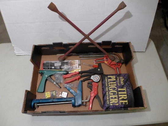 Box of Assorted Tools Including Soldering Iron,