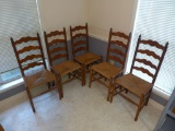 (5) Ladder Back Cane Bottom Chairs