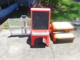 Children's Table & Benches, Chalk Board & Easel,