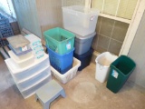 Assortment of Plastic Storage Containers, Clothes