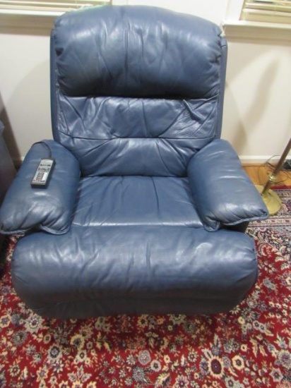 Blue Leather Massage Chair/Recliner by Relaxor
