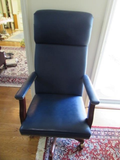 Blue Leather Desk Chair