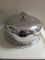 Vintage Round Chrome Cake Carrier--Glass