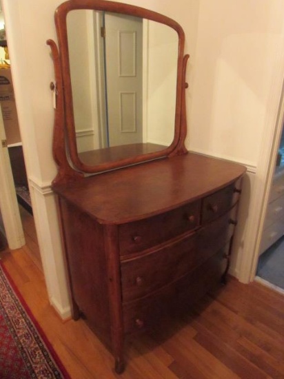 Birds Eye Maple Dresser with Swing Mirror