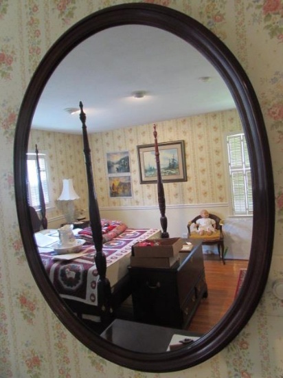 Oval Mirror in Wood Frame 28 1/2" x 35 1/2"