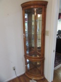Curved Glass Lighted Corner Display Cabinet
