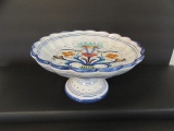 Footed Hand Painted Bowl - 10 3/8