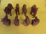 (4) Carved Wooden Animal Figurines & (4) Carved