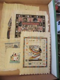 (5) Unframed Egyptian Prints on Papyrus
