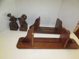 Wooden Bookends & (2) Wooden Book Stands