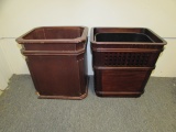 (2) Wooden Garbage Cans