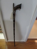 Hand Carved Inlaid Walking Stick