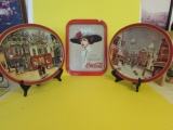 Coca Cola Reproduction Tray & (2) Oval Metal