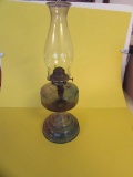 Vintage Blue Glass Kerosene Lamp