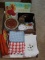 (2) Boxes of Asst Kitchen Linens, Cutting Boards,
