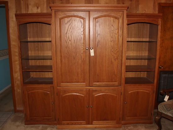 3pc Lighted Entertainment Center w/Glass Shelves,