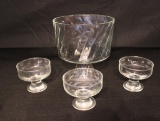 Trifle Bowl & 3 Dessert Glasses