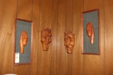 (2) Wood Profile Pictures & (2) Ceramic Masks