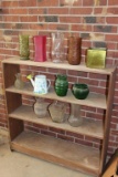 4-Shelf Wooden Storage & Asst Vases