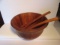 Dansk Wooden Salad Bowl with 2-Piece Salad