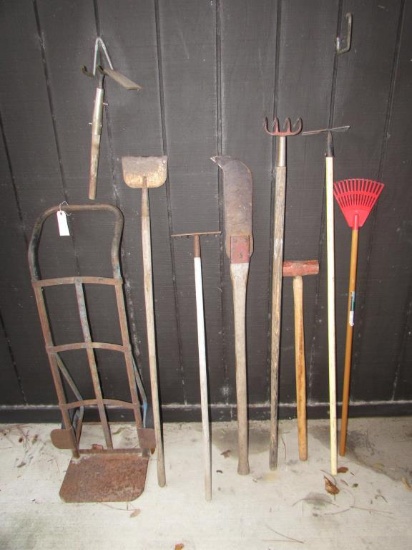 Hand Truck and (7) Long-Handle Yard & Garden