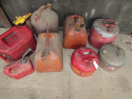 (9) Assorted Size Metal & Plastic Gas Cans