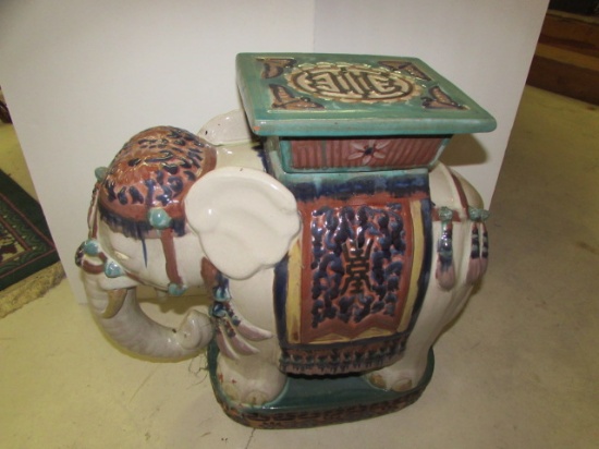 Terra Cotta Glazed Elephant Table/Stand--22"