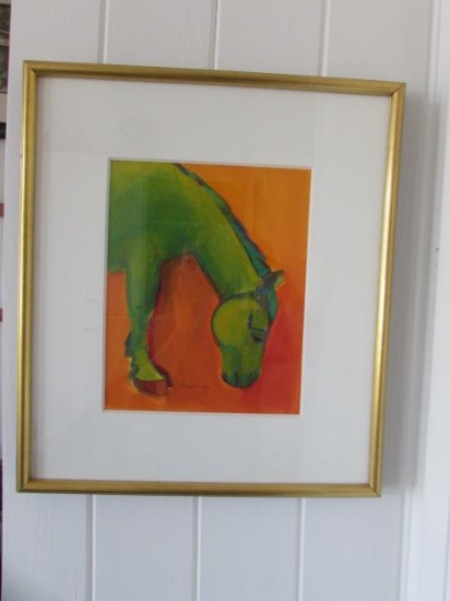 Opaque Watercolor Painting--"Grazing Horse",