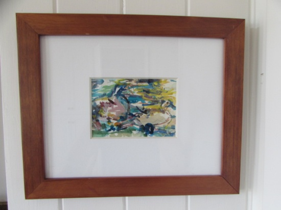 Jim Touchton Framed & Matted Watercolor Painting--"Ducks",